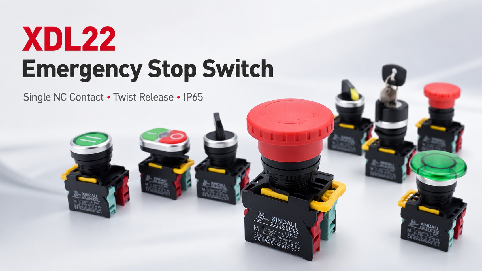 XDL22 Emergency Stop Switch with Single NC Contact for Industrial Equipment