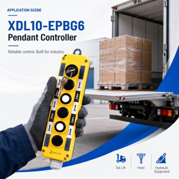 XDL10-EPBG6 6 Button Pendant Controller with Key Selector Switch for Crane Hoist and Industrial Equipment