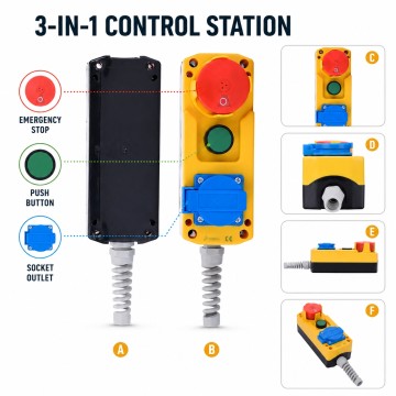 XDL85-JB381F Integrated Emergency Stop Control Box with Push Button and European Socket
