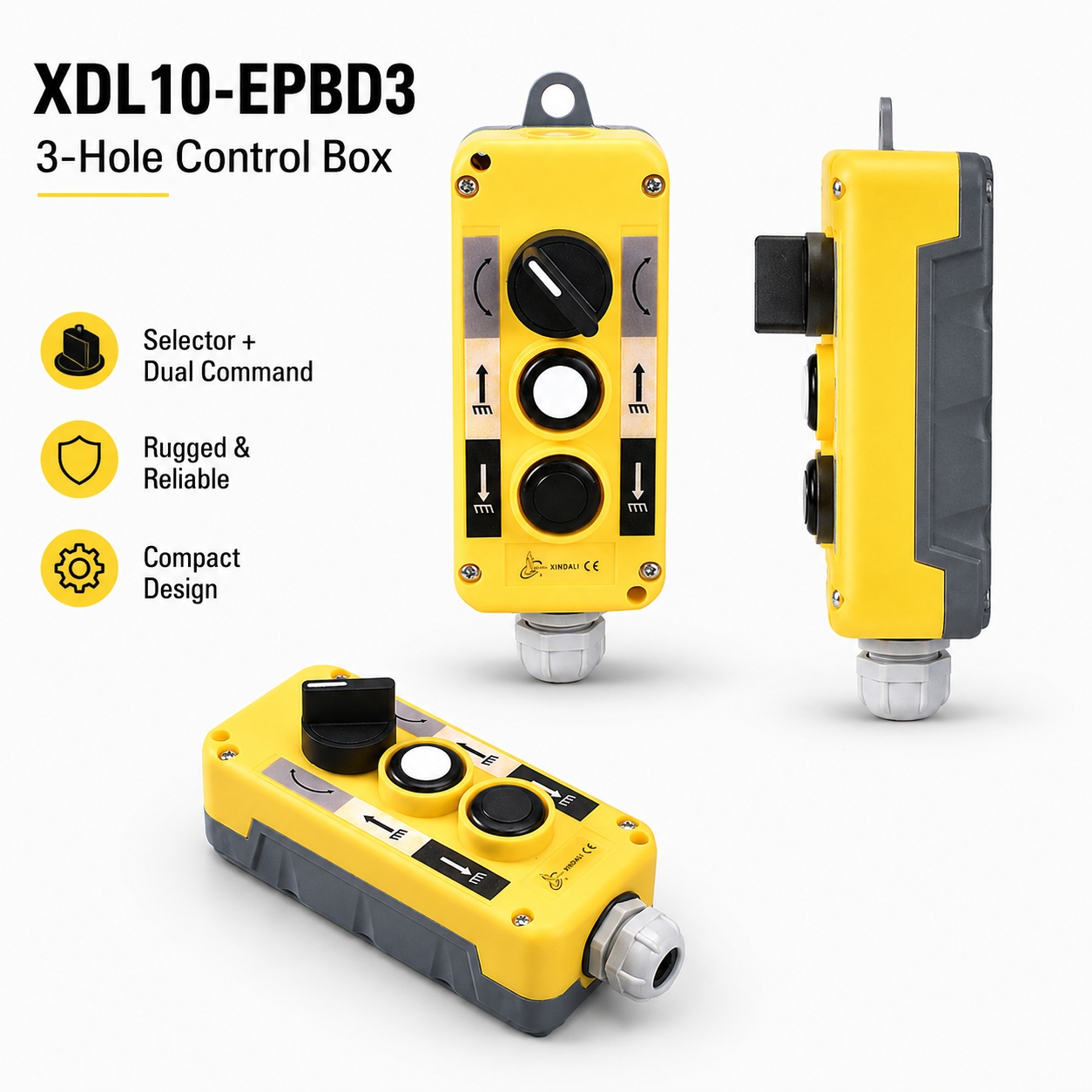 UNIC リモコンハンドル イエロー XDL10-EPBD3 Selector Pendant Controller with 2 Push Buttons