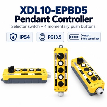 XDL10-EPBD5 5-Hole Selector Pendant Controller with 4 Momentary Push Buttons