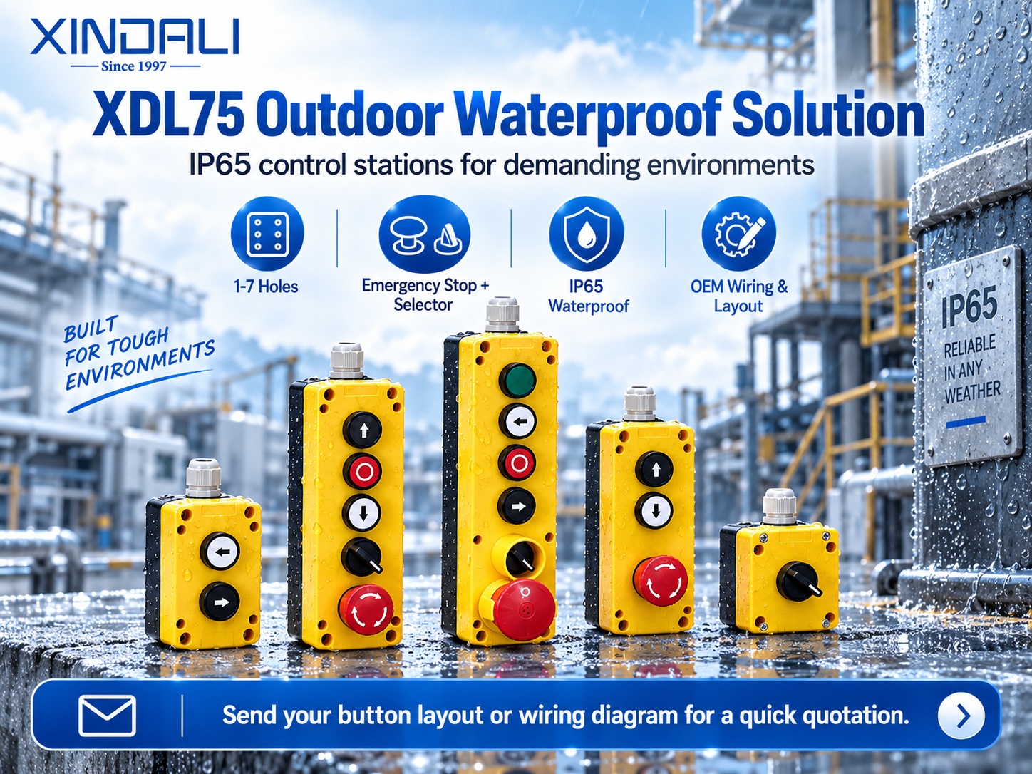 XDL75 IP65 waterproof push button control box OEM solution
