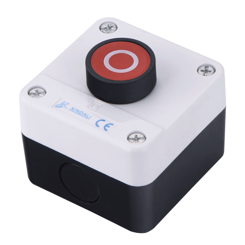 1 Hole Red Power On And Off Control Box with Flush Push Button, Spring Return, IP40/IP54