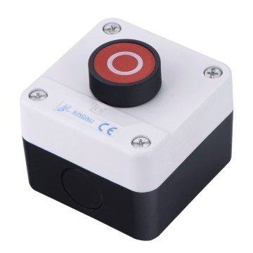 1 Hole Red Power On And Off Control Box with Flush Push Button, Spring Return, IP40/IP54
