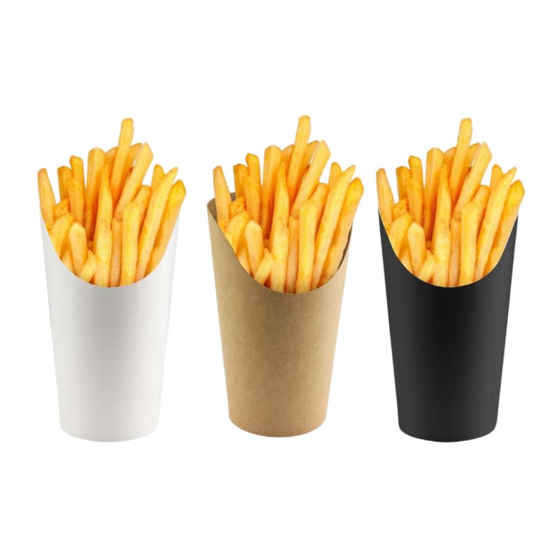 Round White Cardstock French Fry Cup (3)