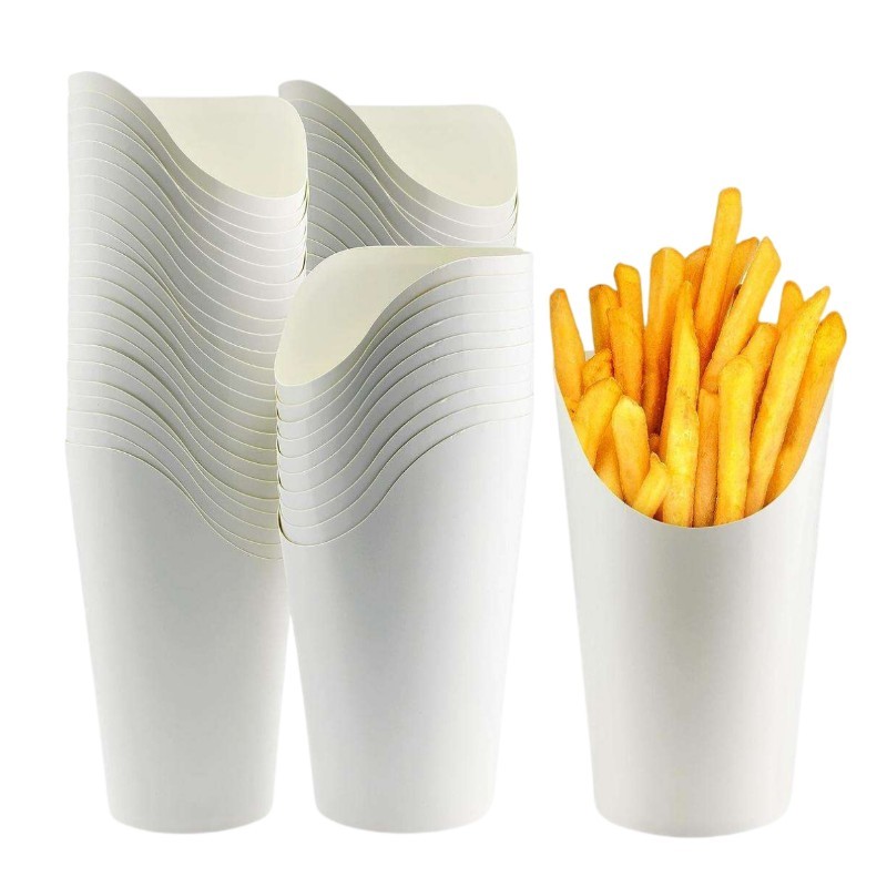 Round White Cardstock French Fry Cup (5)