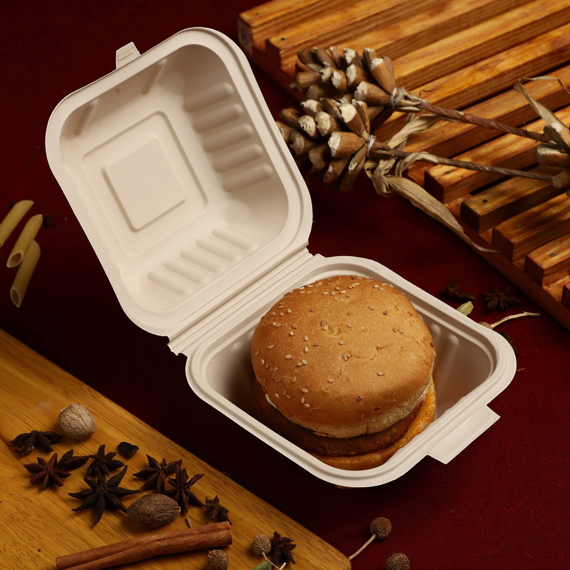 Degradable Corn Starch Hamburger Box (9)