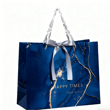 Lipack Luxury Blue Marble Boutique Paper Gift Bag Tie Durable Packaging Wedding Birthday Party Cl...