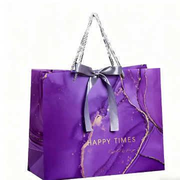 Lipack Luxury Blue Marble Boutique Paper Gift Bag Durable White Cardboard Tie Ribbon Wedding Birt...