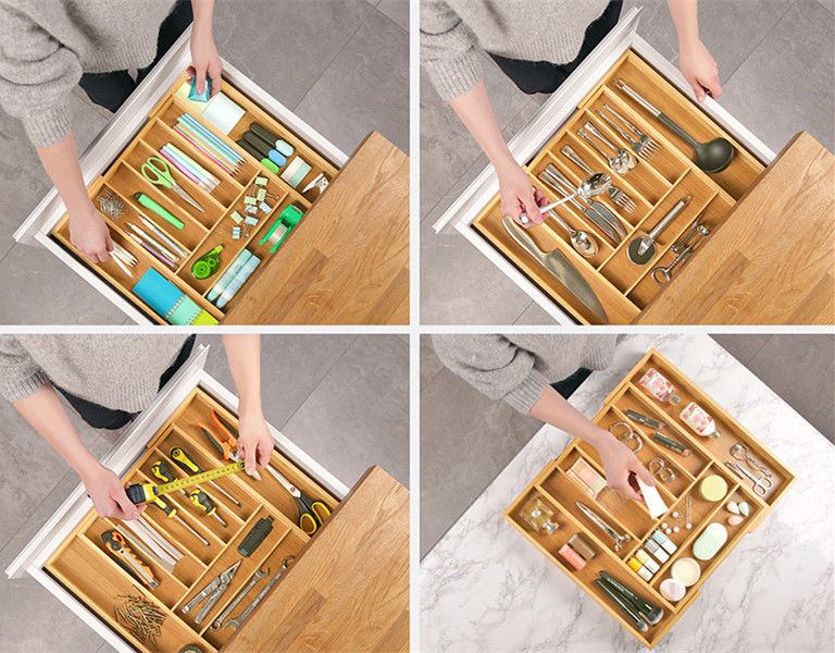 Expandable cutlery box, home drawer partition, kitchenware, cosmetics storage and organizing tray, kitchen knife spoon, chopstick storage rack (6)