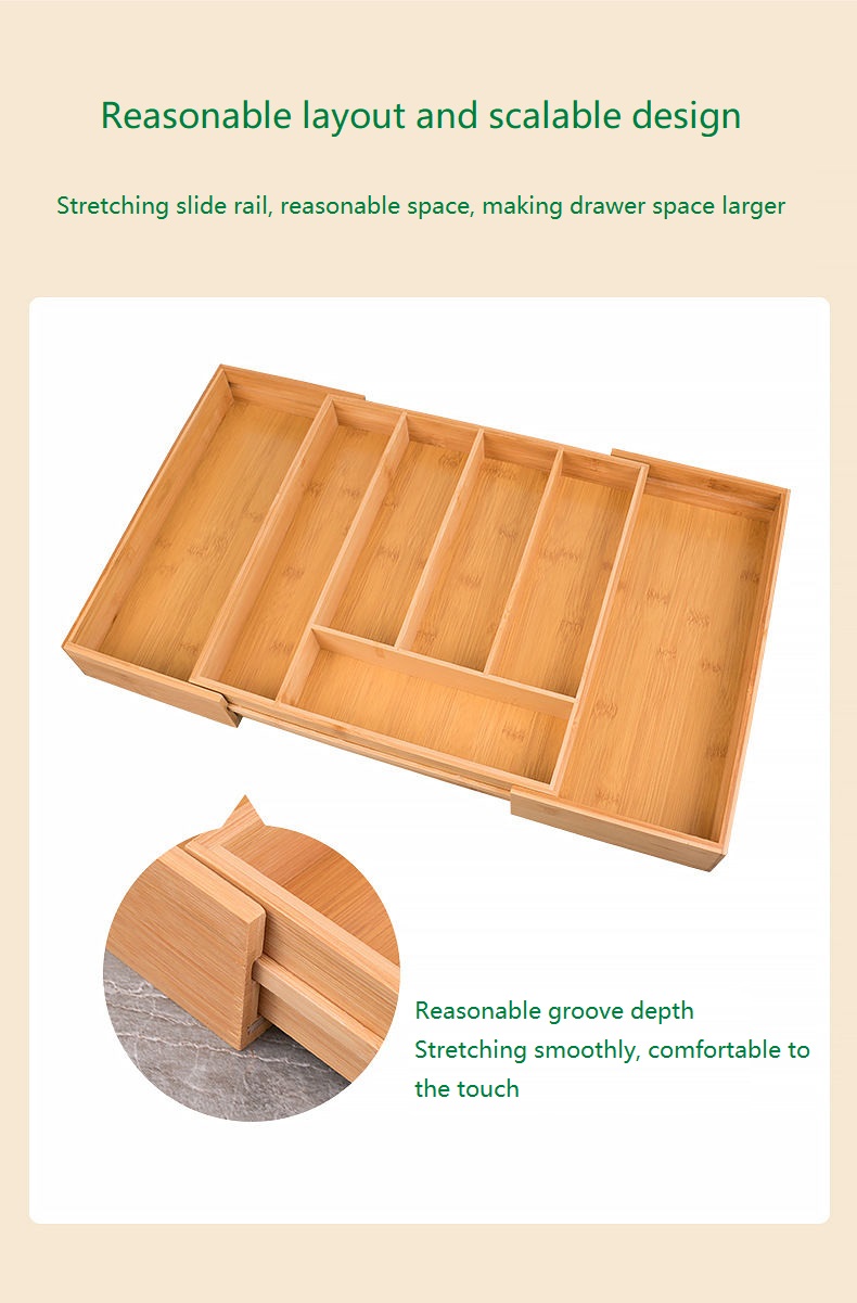 Expandable cutlery box, home drawer partition, kitchenware, cosmetics storage and organizing tray, kitchen knife spoon, chopstick storage rack (7)