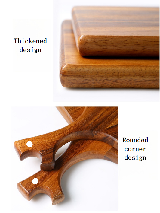 Acacia Wood Pizza Board, Wooden Simple Breakfast Bread Board, Rectangular Tree Branch Handle With Holes For Wall Hanging (8)