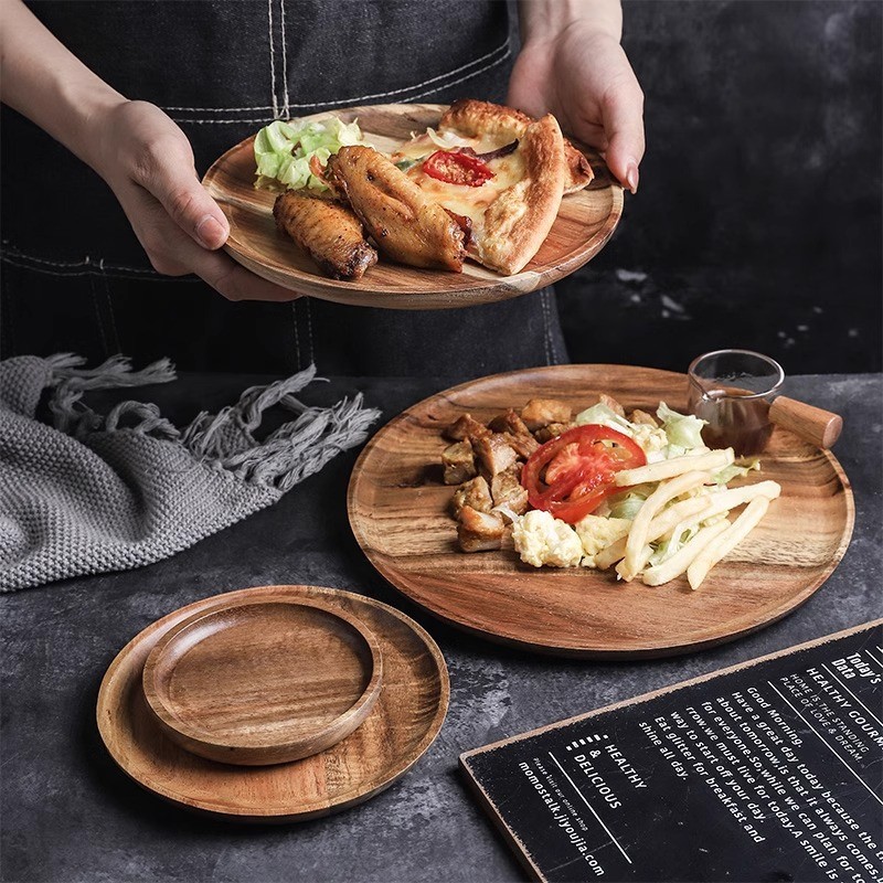 All-bamboo tray round bamboo tray rectangular Japanese tea cup tray wooden barbecue tray household fruit tray solid wood bread tray-1  (3)