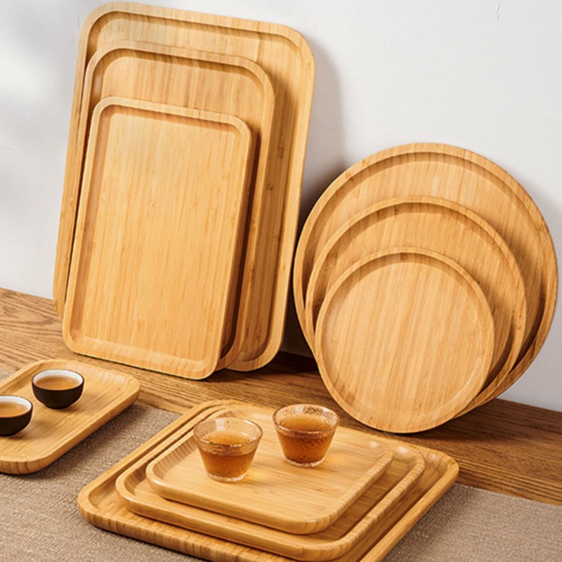 All-bamboo tray round bamboo tray rectangular Japanese tea cup tray wooden barbecue tray household fruit tray solid wood bread tray-1  (4)