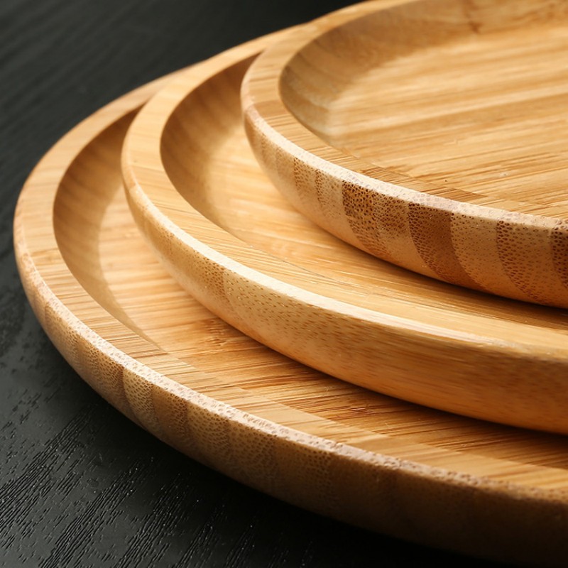 All-bamboo tray round bamboo tray rectangular Japanese tea cup tray wooden barbecue tray household fruit tray solid wood bread tray-1  (5)