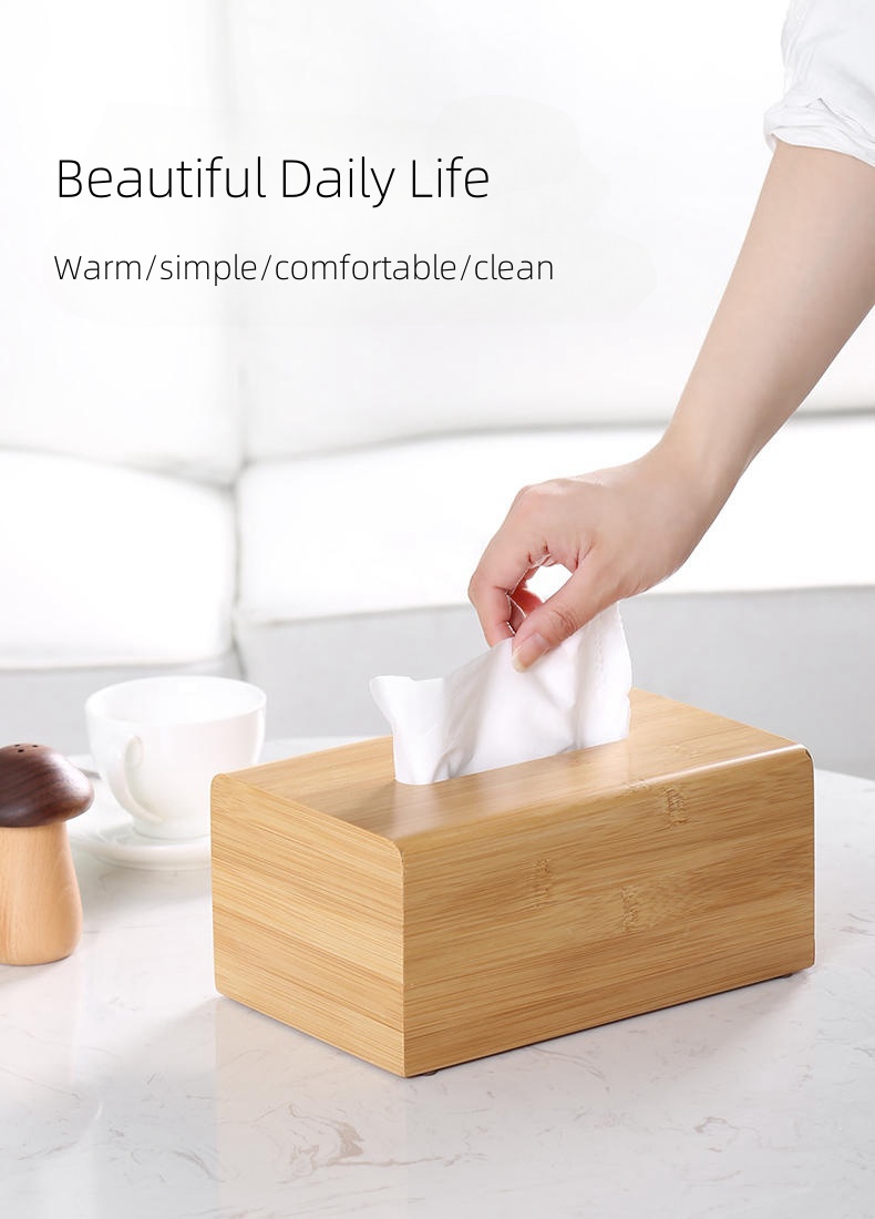 Bamboo tissue box coffee table tissue box living room napkin boxes home wooden tissue box custom advertising gift tissue packaging boxes h (3)