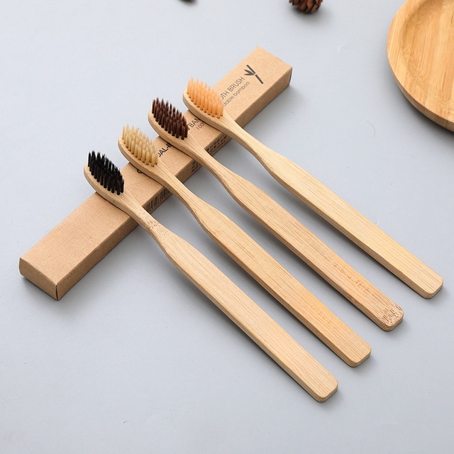 Bamboo Toothbrush, Bamboo Charcoal Brushhair, High end Bamboo Eco friendly Toothbrush, High end Bamboo Handle, Wooden Adult Style, Couple Family Set (5)
