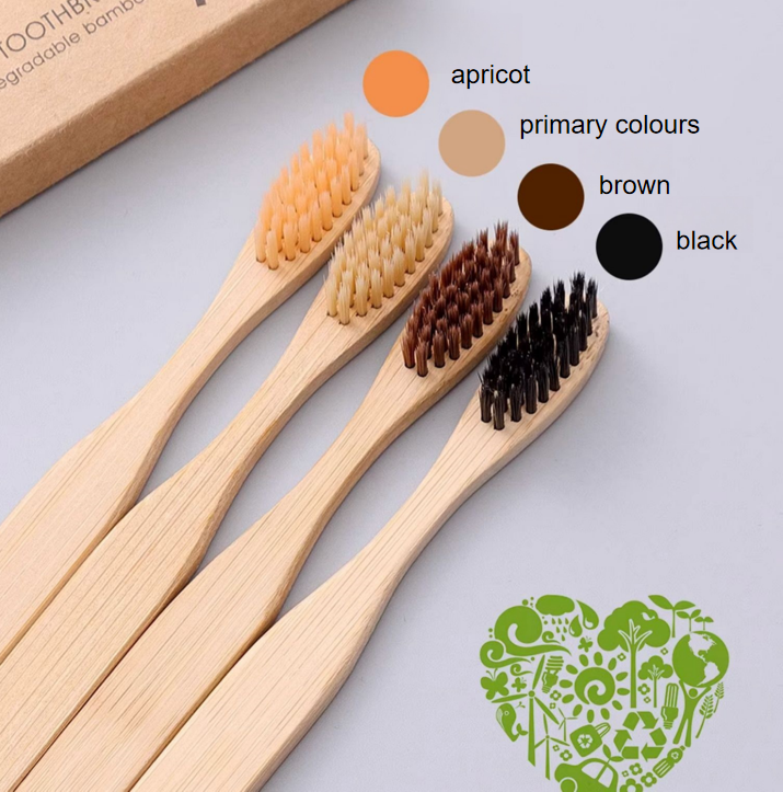 Bamboo Toothbrush, Bamboo Charcoal Brushhair, High end Bamboo Eco friendly Toothbrush, High end Bamboo Handle, Wooden Adult Style, Couple Family Set (5)