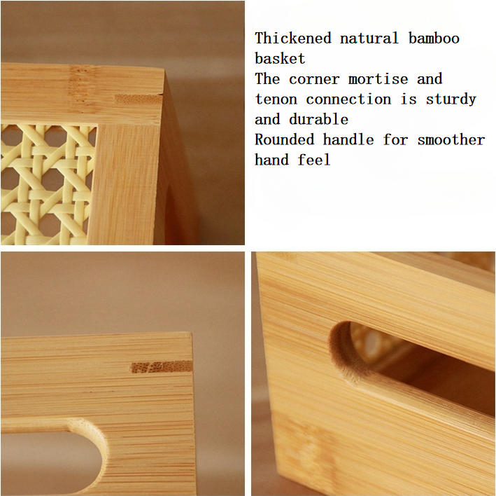 Cesto de armazenamento em bambu trançado, ideal para mesa de chá, armário de TV, imitação de videira japonesa, cesto para lanches, caixa para guardar conjunto de chá (8)
