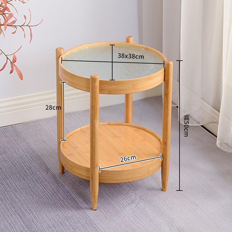 Double-layer storage rack floor-standing multi-layer sofa rack balcony flower rack side table movable bamboo side cabinet wooden