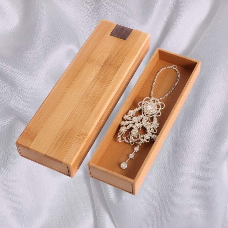 Drawer-style bamboo and wooden small mechanism box necklace gift box jewelry stationery pencil desktop storage box (5)