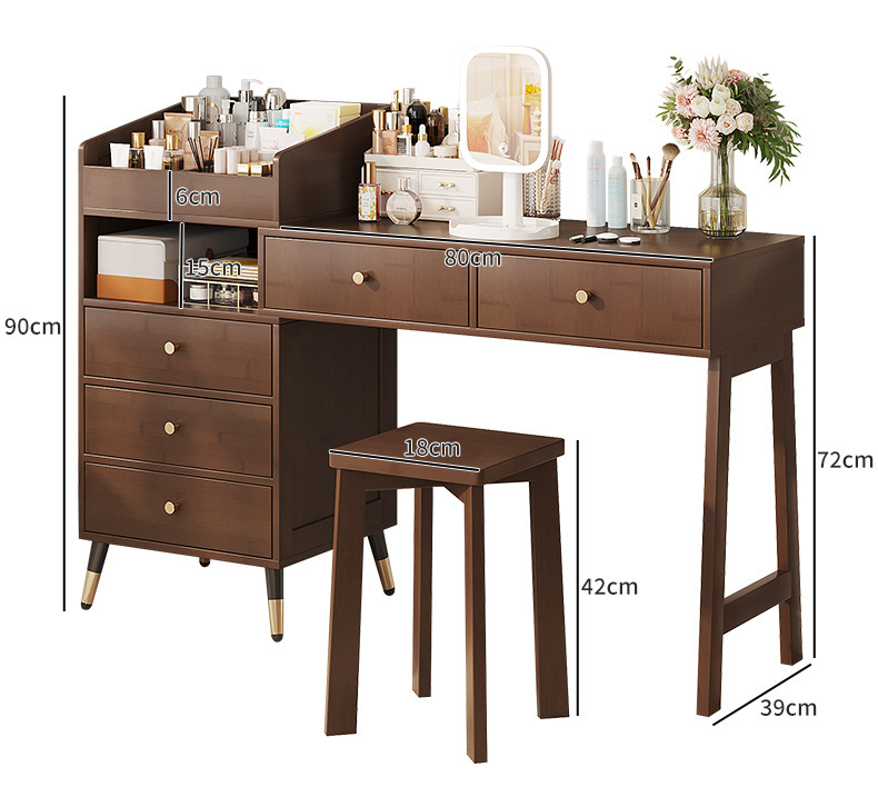 Dressing Table Storage Cabinet Bedroom Modern Simple Dressing Table Bed End Dressing Table Corner Desk Solid Wood Chest Of Drawers (10)