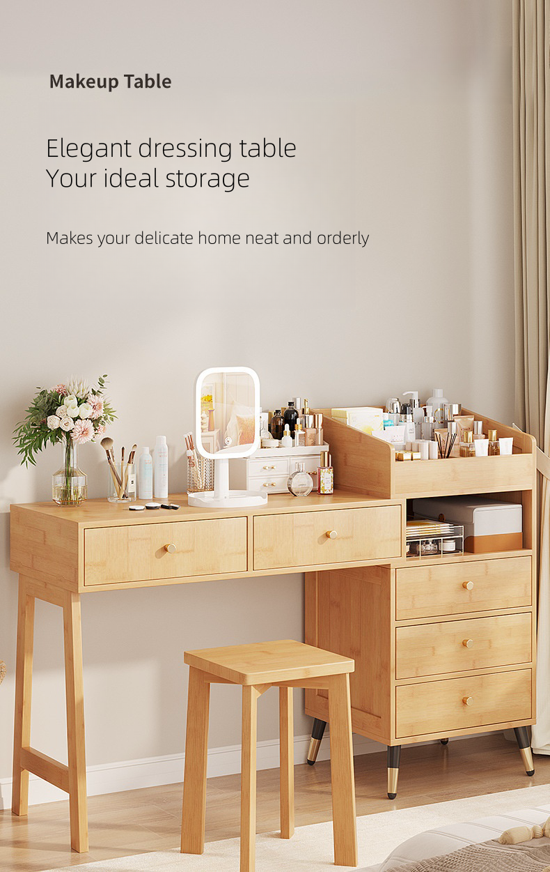 Dressing Table Storage Cabinet Bedroom Modern Simple Dressing Table Bed End Dressing Table Corner Desk Solid Wood Chest Of Drawers (10)