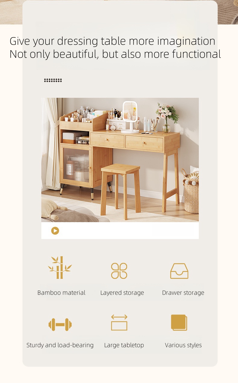 Dressing Table Storage Cabinet Bedroom Modern Simple Dressing Table Bed End Dressing Table Corner Desk Solid Wood Chest Of Drawers (12)