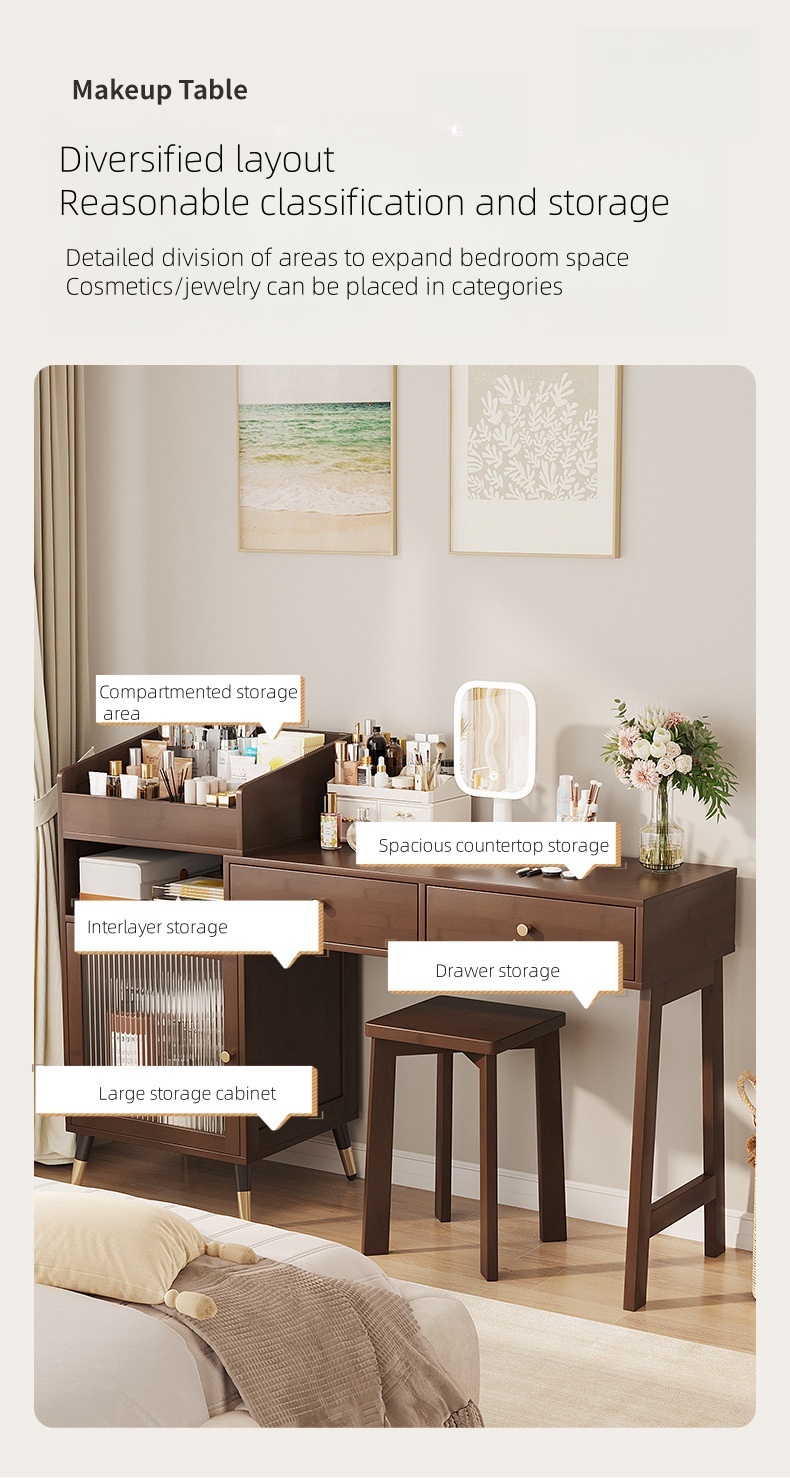 Dressing Table Storage Cabinet Bedroom Modern Simple Dressing Table Bed End Dressing Table Corner Desk Solid Wood Chest Of Drawers (13)