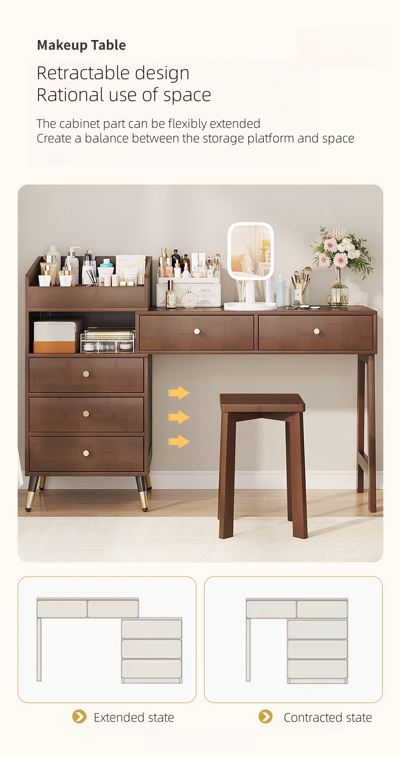Dressing Table Storage Cabinet Bedroom Modern Simple Dressing Table Bed End Dressing Table Corner Desk Solid Wood Chest Of Drawers (14)