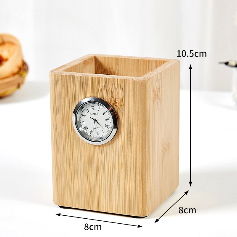 Light Luxury High-Grade Bamboo Pen Holder Student Personalized Learning Supplies Commercial Gifts Office Desktop Creative Storage Box Custo (3)
