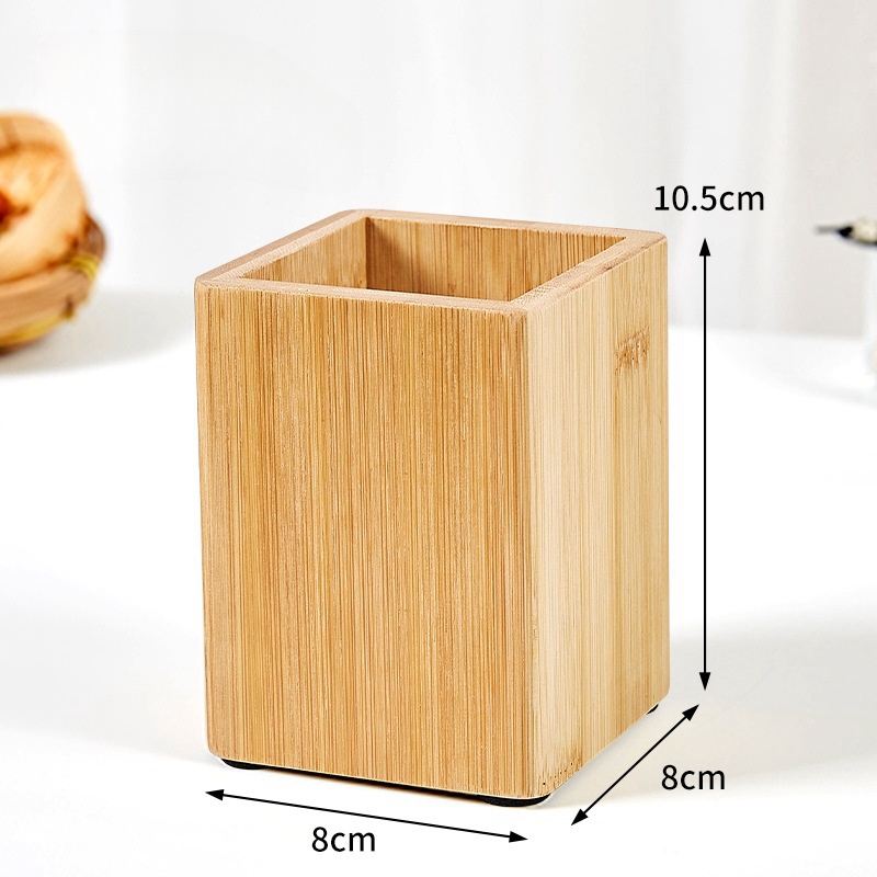 Light Luxury High-Grade Bamboo Pen Holder Student Personalized Learning Supplies Commercial Gifts Office Desktop Creative Storage Box Custom (1)