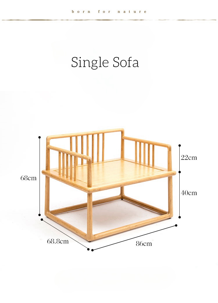 Long sofa single sofa long coffee table bamboo wood mortise and tenon Chinese style three-seat sofa bench long coffee table-1 (2)