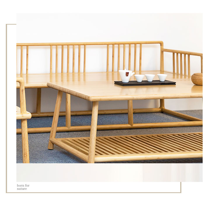 Long sofa single sofa long coffee table bamboo wood mortise and tenon Chinese style three-seat sofa bench long coffee table-1 (9)