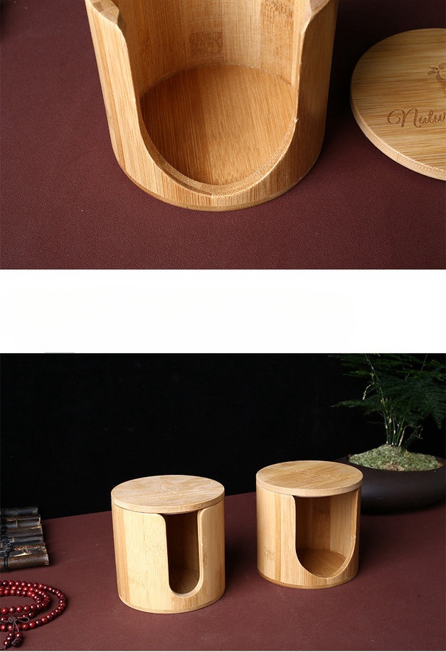 Makeup cotton storage box, multifunctional and convenient cotton storage bucket, thickened bamboo tube, cotton swab storage bamboo cylinder (1)