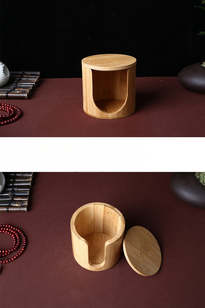 Makeup cotton storage box, multifunctional and convenient cotton storage bucket, thickened bamboo tube, cotton swab storage bamboo cylinder (1