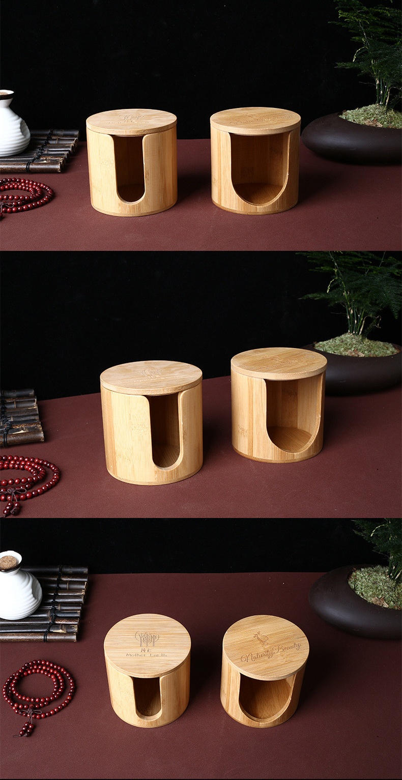 Makeup cotton storage box, multifunctional and convenient cotton storage bucket, thickened bamboo tube, cotton swab storage bamboo cylinder (1 (3)