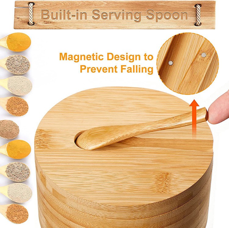 Multi-Grid Bamboo Salt Jar Seasoning Box Kitchen Seasoning Storage With Lid And Spoon Simple Multi-Functional Fashion Jar (12)