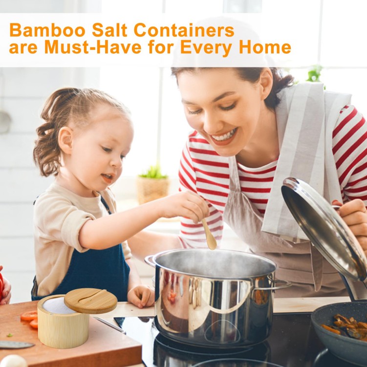 Multi-Grid Bamboo Salt Jar Seasoning Box Kitchen Seasoning Storage With Lid And Spoon Simple Multi-Functional Fashion Jar (15)