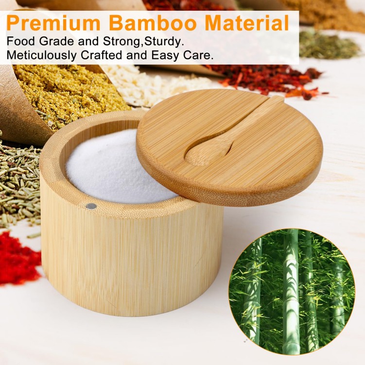 Multi-Grid Bamboo Salt Jar Seasoning Box Kitchen Seasoning Storage With Lid And Spoon Simple Multi-Functional Fashion Jar (16)