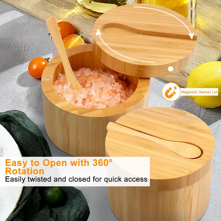 Multi-Grid Bamboo Salt Jar Seasoning Box Kitchen Seasoning Storage With Lid And Spoon Simple Multi-Functional Fashion Jar (17)