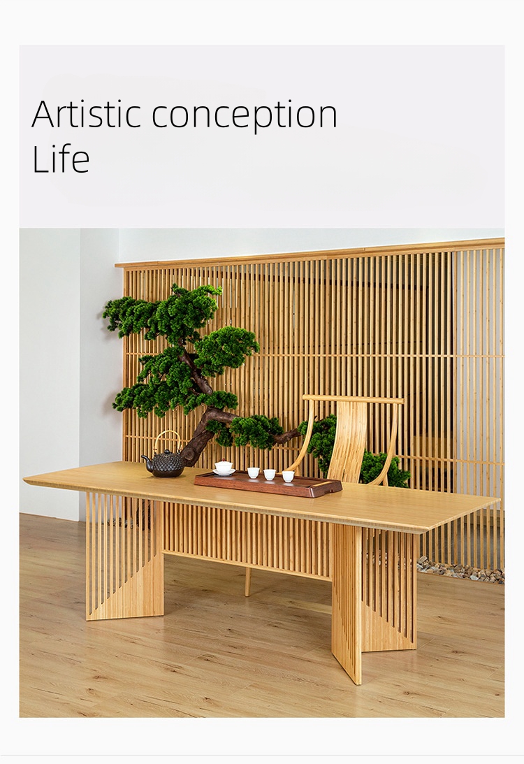 Nanzhu office luxury tea table integrated Kung Fu tea table tea table and chair combination set modern simple solid wood office desk multi-person me (3)
