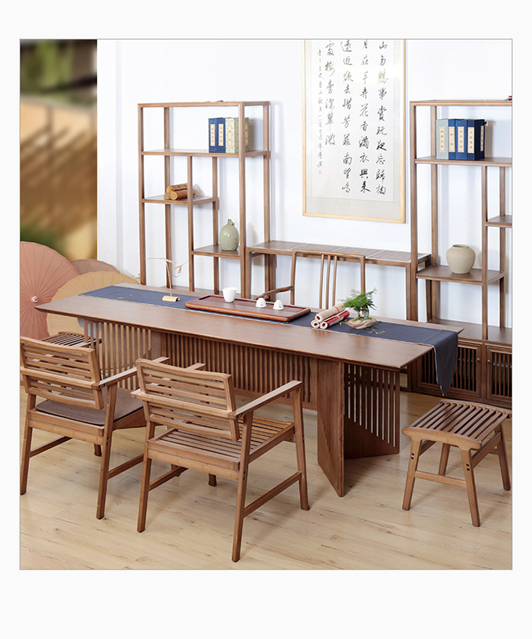 Nanzhu office luxury tea table integrated Kung Fu tea table tea table and chair combination set modern simple solid wood office desk multi-person me