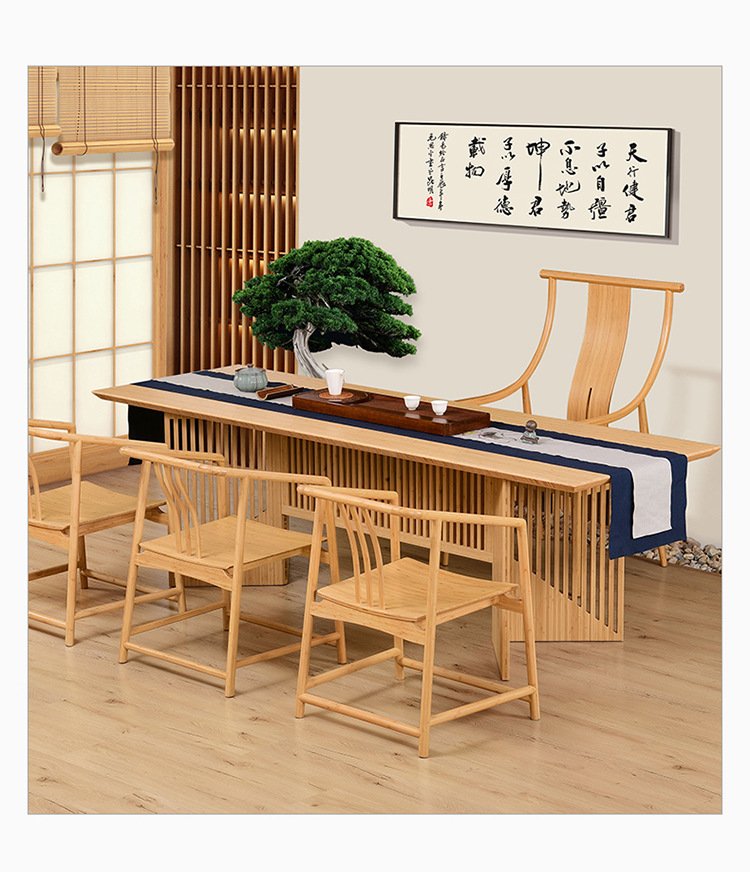 Nanzhu office luxury tea table integrated Kung Fu tea table tea table and chair combination set modern simple solid wood office desk multi-person meet (1)