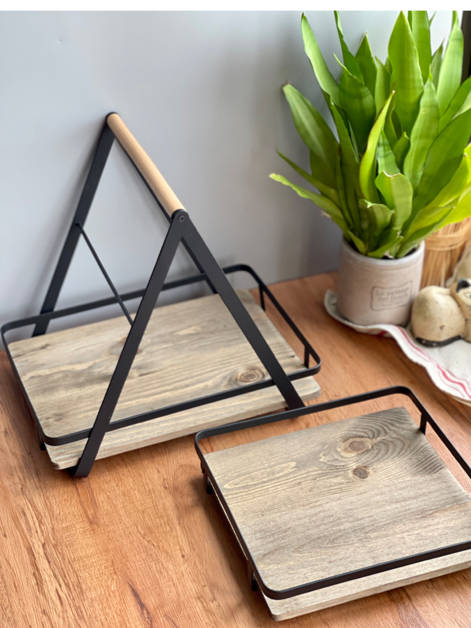 Old Wooden Tray, Household Fruit Tray, Serving, Double-Layer Storage Rack, Afternoon Refreshment Rack, Display Rack, Display Rack (9)