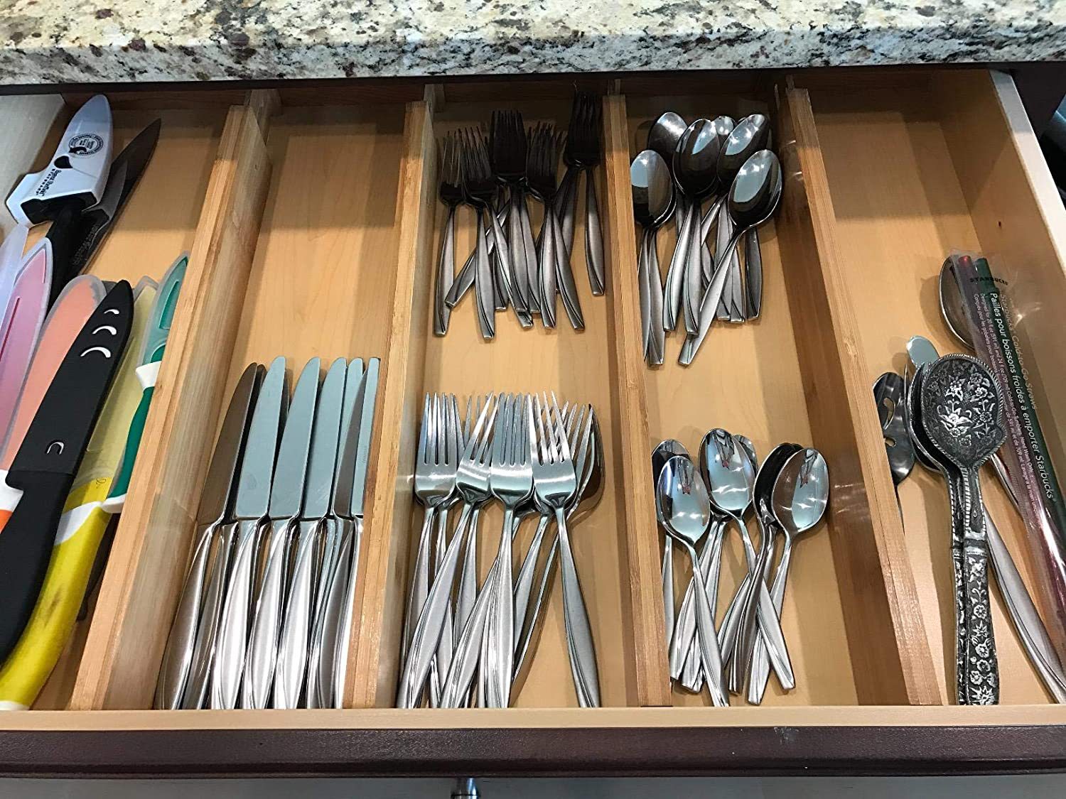 Solid Wood Drawer Retractable Partitions Household Kitchen Bamboo Dividers Furniture Storage And Organization Partitions Wholesale (32)