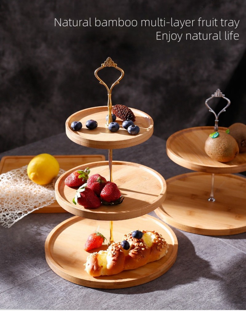 Solid Wood Fruit Plate Household Double-Layer Cake Stand Snack Stand Dessert Table Commercial Display Stand (10)