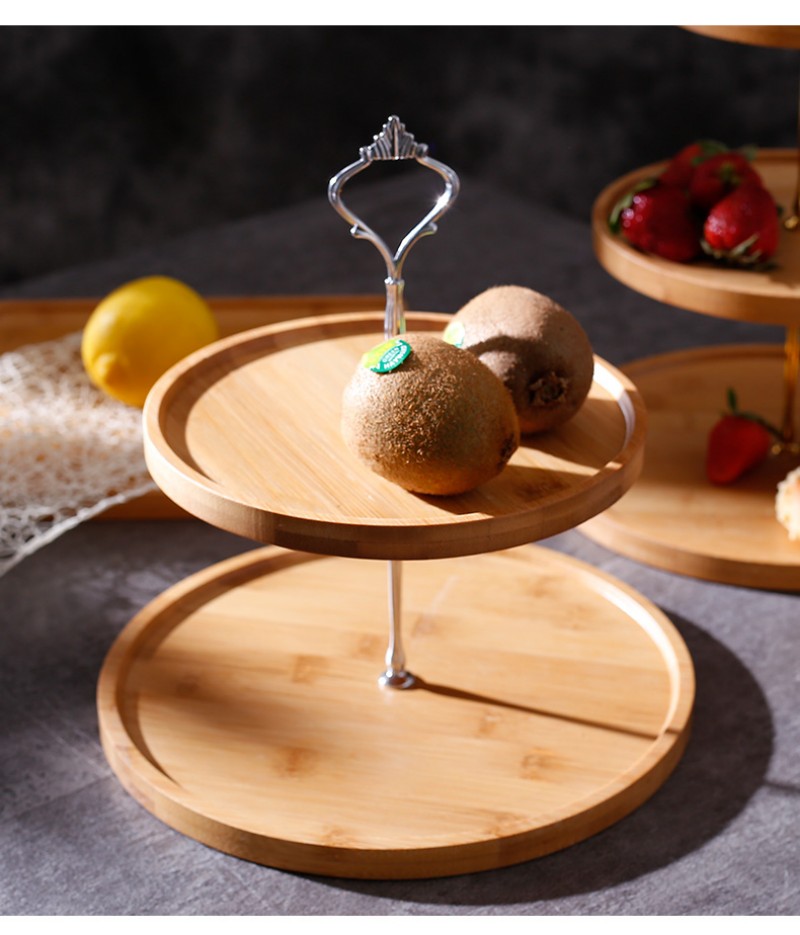 Solid Wood Fruit Plate Household Double-Layer Cake Stand Snack Stand Dessert Table Commercial Display Stand (12)