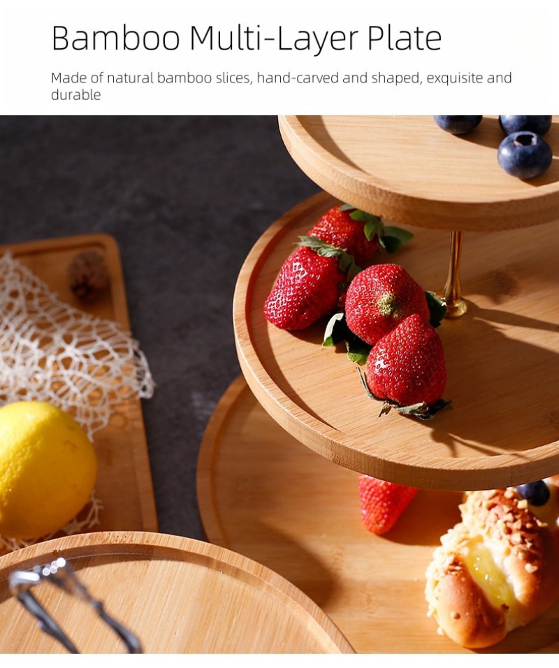 Solid Wood Fruit Plate Household Double-Layer Cake Stand Snack Stand Dessert Table Commercial Display Stand (15)