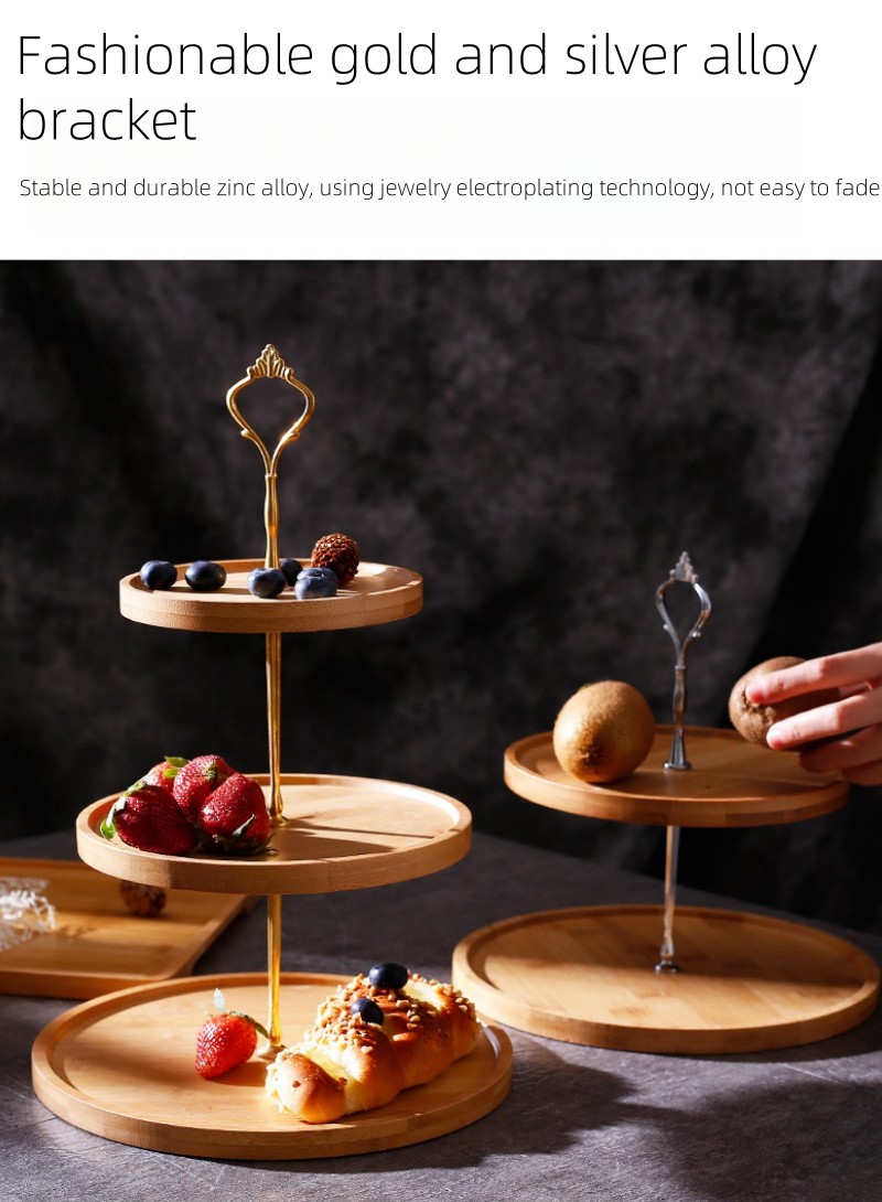 Solid Wood Fruit Plate Household Double-Layer Cake Stand Snack Stand Dessert Table Commercial Display Stand (16)